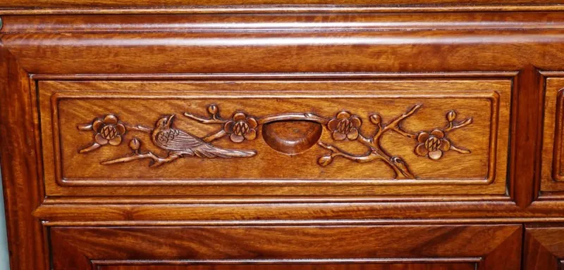Pamono Large Vintage Oriental Chinese Carved Bookcase Display Cabinet with Lights> Cabinets & Wardrobes