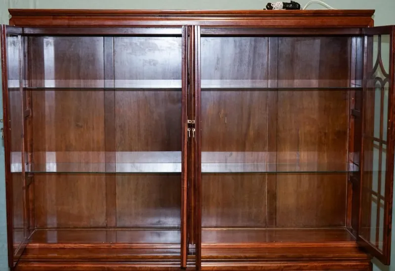 Pamono Large Vintage Oriental Chinese Carved Bookcase Display Cabinet with Lights> Cabinets & Wardrobes