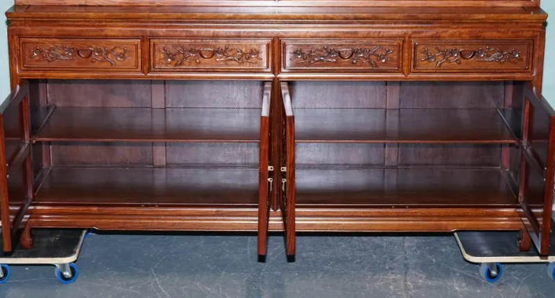 Pamono Large Vintage Oriental Chinese Carved Bookcase Display Cabinet with Lights> Cabinets & Wardrobes