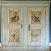 Pamono Large Vintage Painted Pine Double Wardrobe with Inlaid Chinoiserie, 1890s> Cabinets & Wardrobes