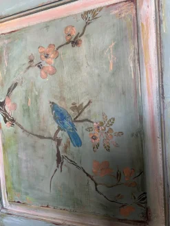 Pamono Large Vintage Painted Pine Double Wardrobe with Inlaid Chinoiserie, 1890s><noscript><img width=