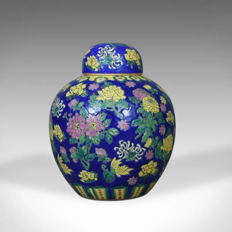 Pamono Large Vintage Polychrome Ceramic Ginger Jar> Bottles, Carafes & Jugs