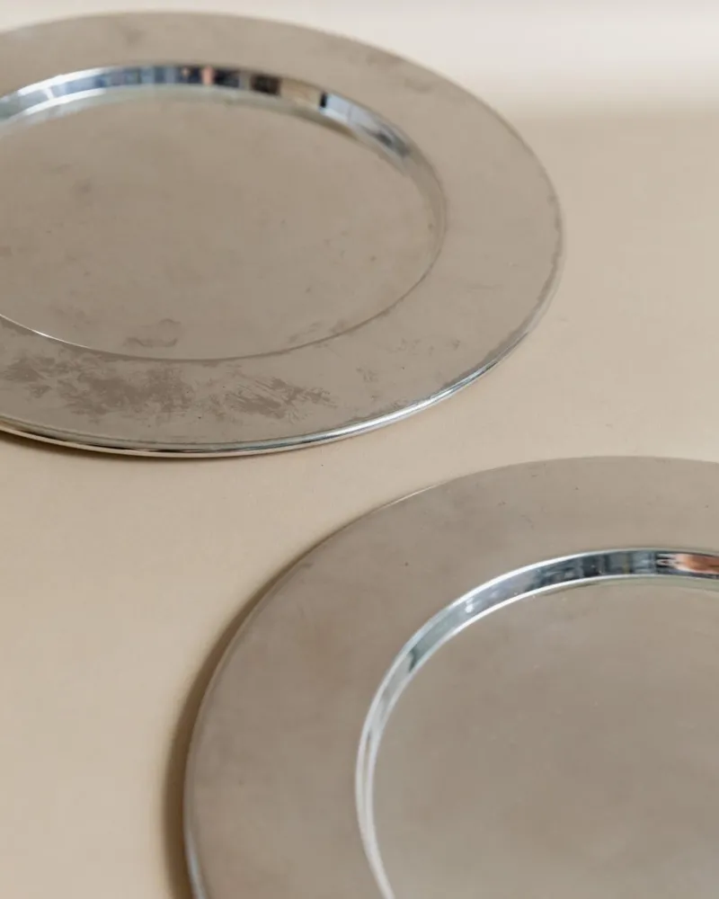 Pamono Large Vintage Silver-Plated Underplates or Plates, Italy, 1970s, Set of 6> Dinner Plates & Bowls
