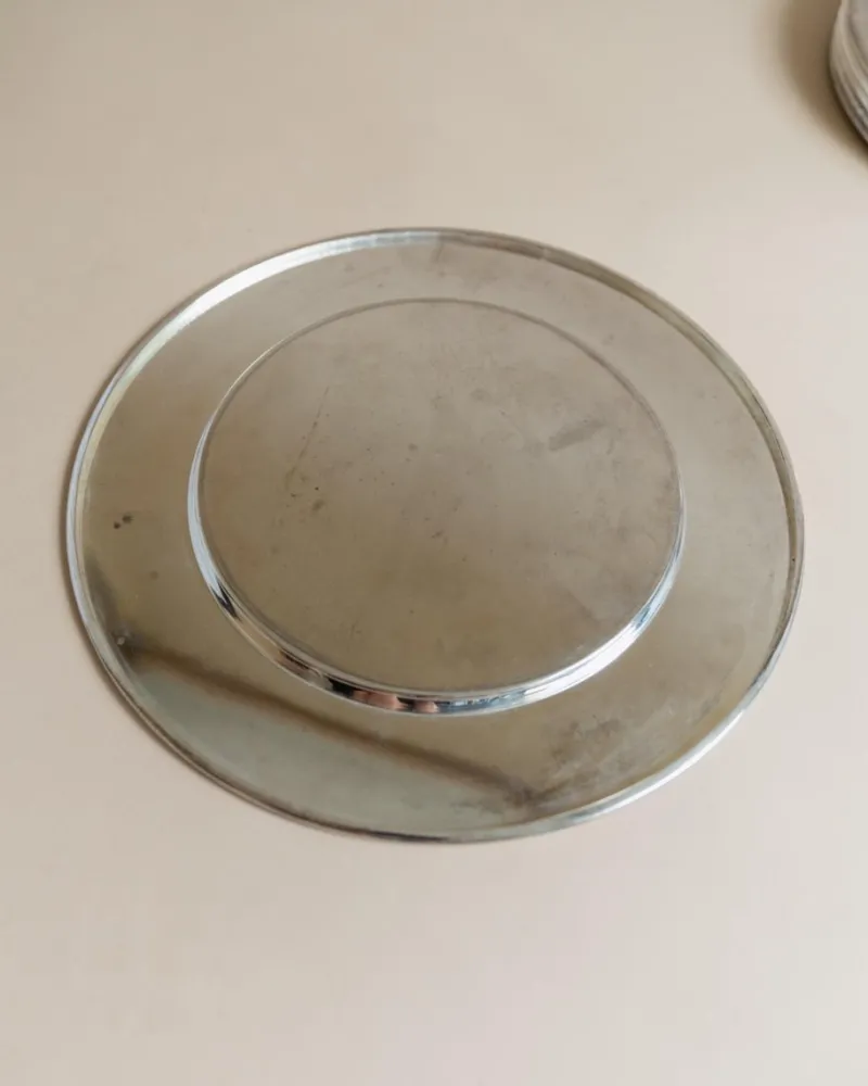Pamono Large Vintage Silver-Plated Underplates or Plates, Italy, 1970s, Set of 6> Dinner Plates & Bowls