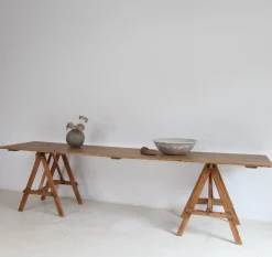 Pamono Large Vintage Trestle Table, 1940s><noscript><img width=