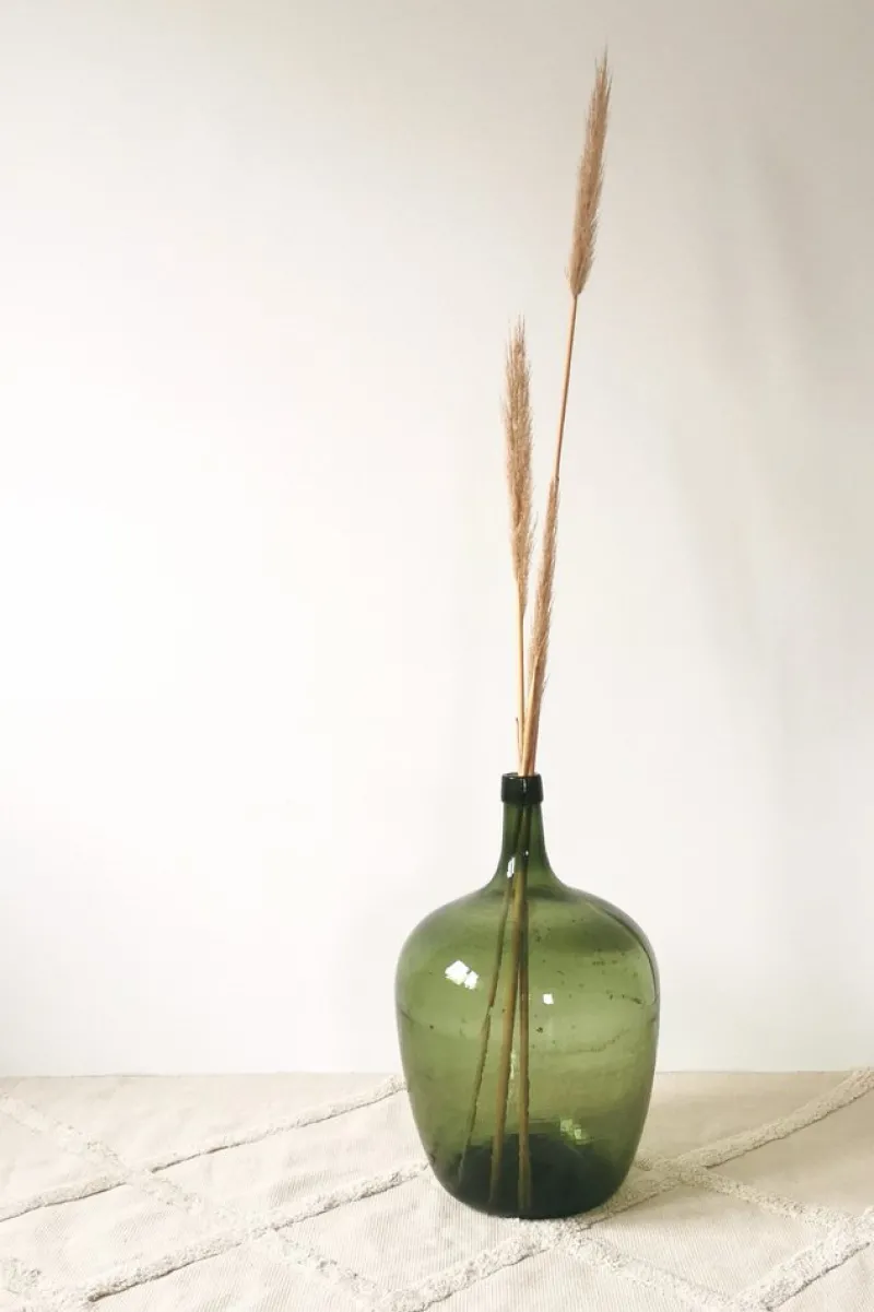 New Pamono Large Vintage Wine Balloon in Green Glass, Italy, 1950s