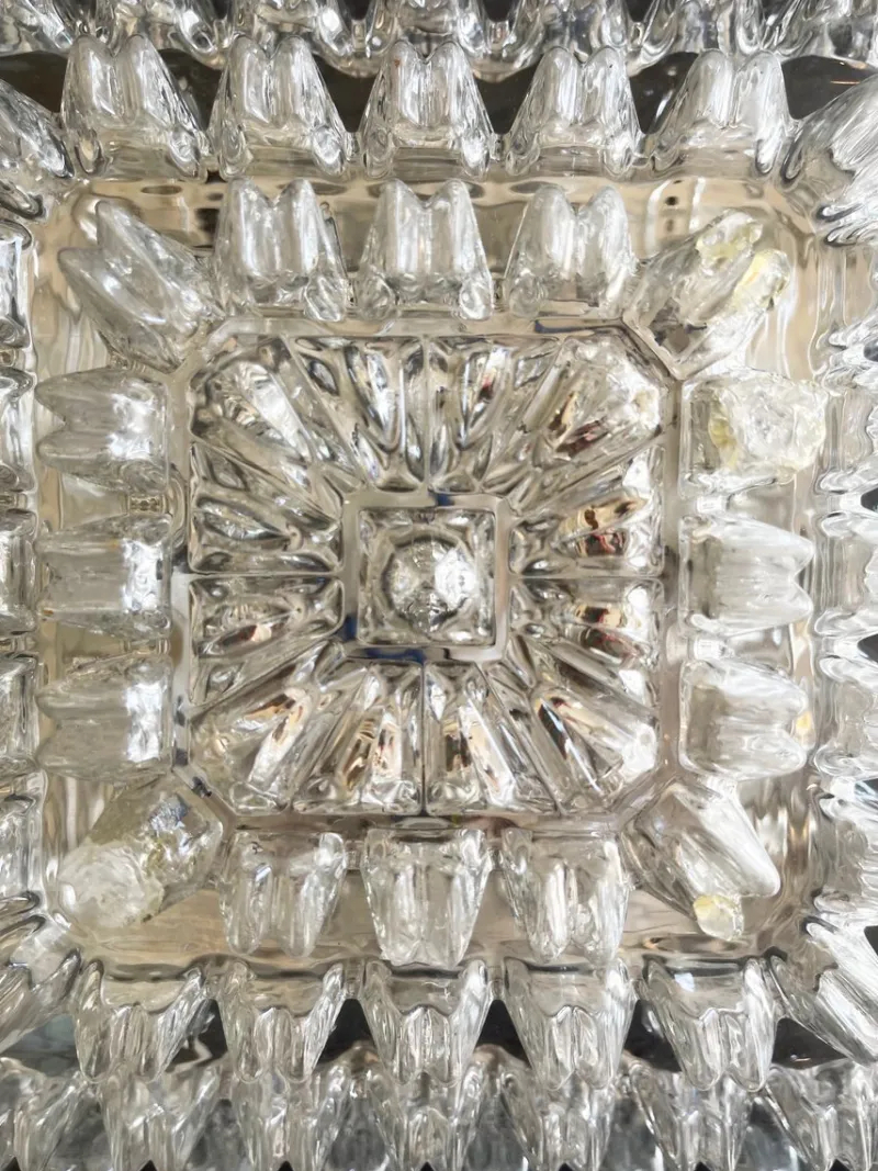 Pamono Large Wall or Ceiling Lamp Crystal Cluster Square Cascade, Attr. Helena Tynell for Limburger Leuchten, Germany, 1960s by Helena Tynell> Ceiling Lights