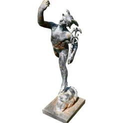 Pamono Large Weathered Iron Garden Statue of Mercury Hermes the Winged Messenger, 1900s> Garden Accessories