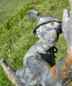 Pamono Large Weathered Iron Garden Statue of Mercury Hermes the Winged Messenger, 1900s><noscript><img width=