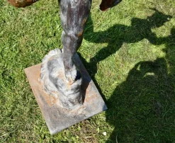 Pamono Large Weathered Iron Garden Statue of Mercury Hermes the Winged Messenger, 1900s><noscript><img width=