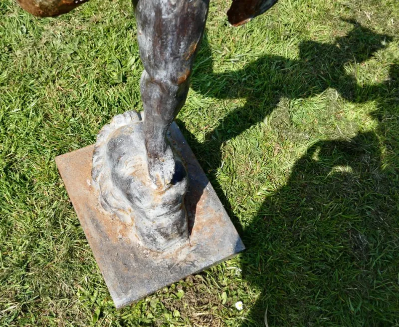 Pamono Large Weathered Iron Garden Statue of Mercury Hermes the Winged Messenger, 1900s> Garden Accessories