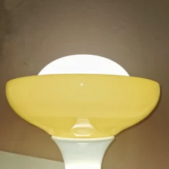 Pamono Large White and Yellow Murano Glass Column Lamp, 1960s> Floor Lamps
