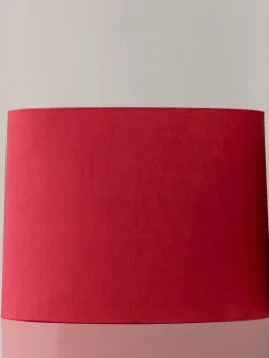 Online Pamono Large Wilhelmina Regina Delft Blue Table Lamp with New Red Velvet Lampshade