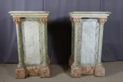Hot Pamono Large Wooden Columns in Faux Marble, Set of 2