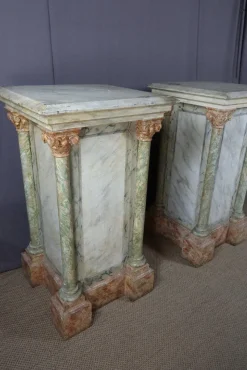 Hot Pamono Large Wooden Columns in Faux Marble, Set of 2