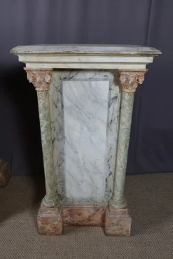 Hot Pamono Large Wooden Columns in Faux Marble, Set of 2