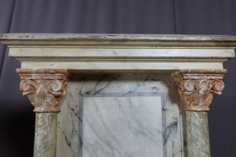 Hot Pamono Large Wooden Columns in Faux Marble, Set of 2