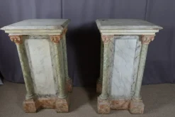 Hot Pamono Large Wooden Columns in Faux Marble, Set of 2