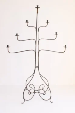 Pamono Large Wrought Iron Floor Candelabra, 1950s> Candleholders