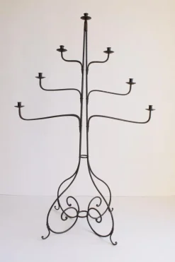 Pamono Large Wrought Iron Floor Candelabra, 1950s> Candleholders