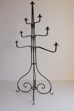 Pamono Large Wrought Iron Floor Candelabra, 1950s><noscript><img width=