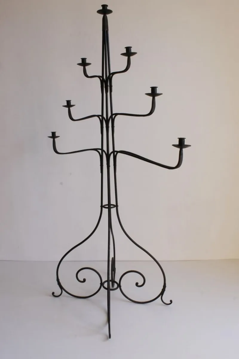 Pamono Large Wrought Iron Floor Candelabra, 1950s> Candleholders