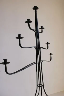 Pamono Large Wrought Iron Floor Candelabra, 1950s><noscript><img width=