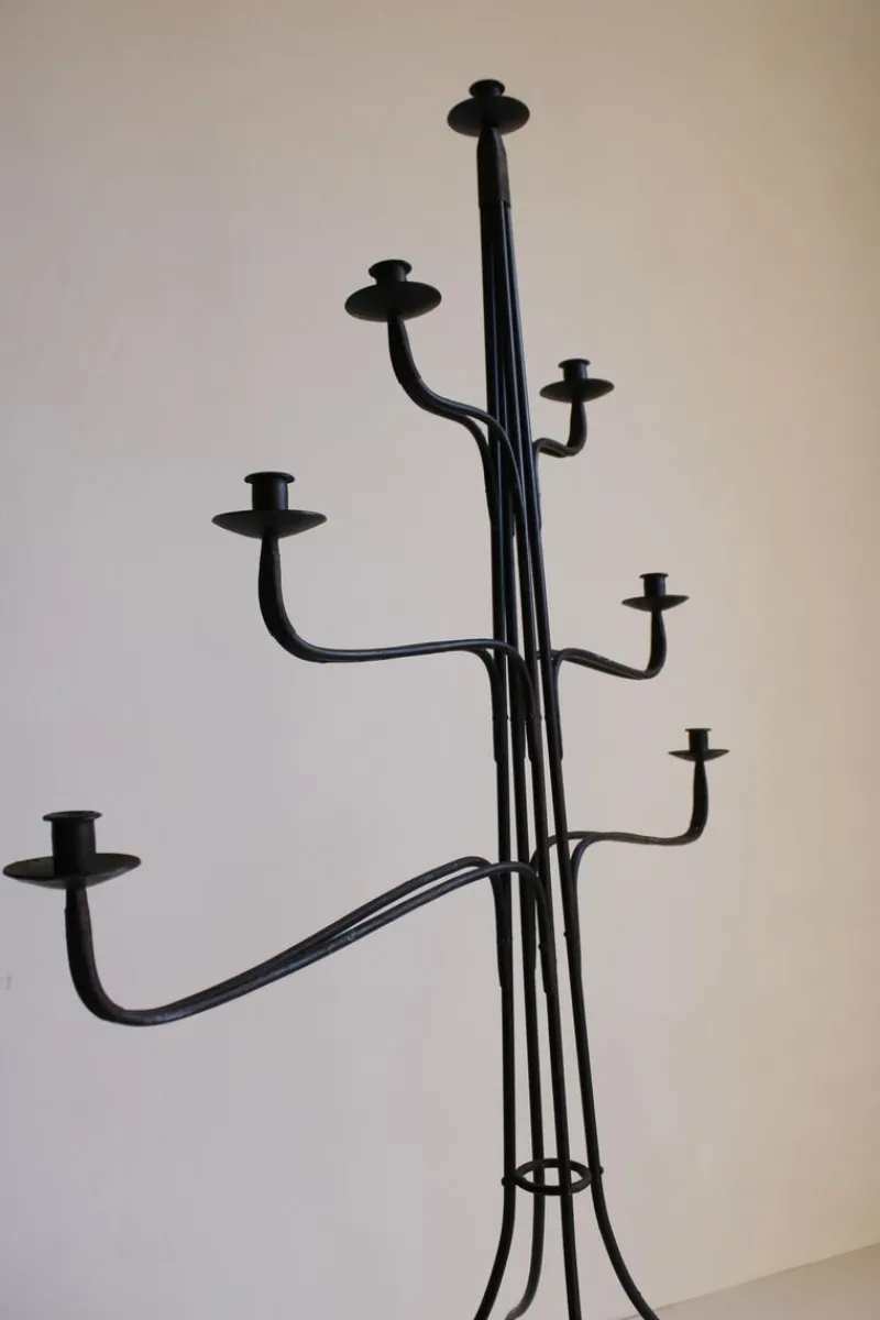 Pamono Large Wrought Iron Floor Candelabra, 1950s> Candleholders