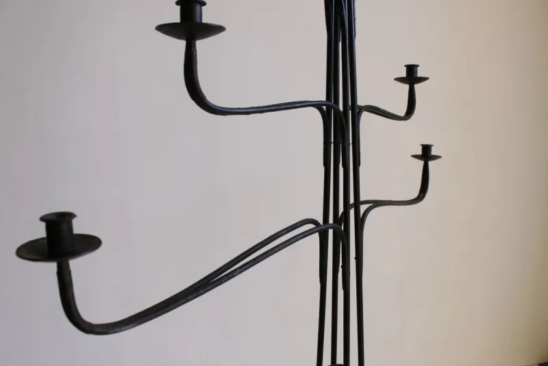 Pamono Large Wrought Iron Floor Candelabra, 1950s> Candleholders