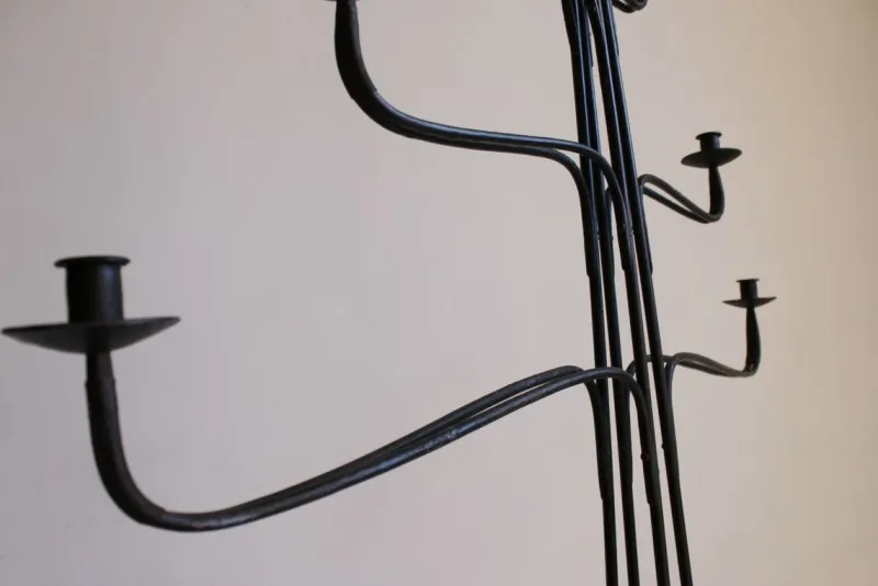 Pamono Large Wrought Iron Floor Candelabra, 1950s> Candleholders