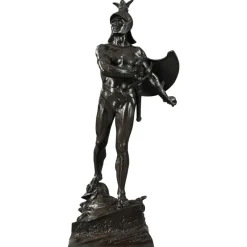 Pamono Late 19th Century Bronze The Warrior Sculpture by Auguste De Wever> Art Nouveau