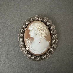 Hot Pamono Late 19th Century Brooch Cameo Representing a Womans Profile