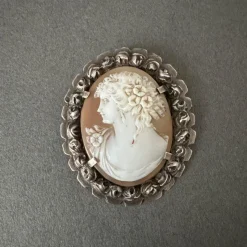 Hot Pamono Late 19th Century Brooch Cameo Representing a Womans Profile