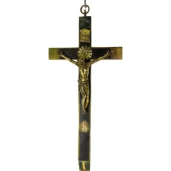 Outlet Pamono Late 19th Century French Brass Crucifix with Miraculous Medal, 1880s
