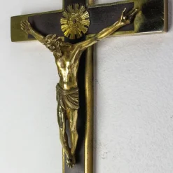 Outlet Pamono Late 19th Century French Brass Crucifix with Miraculous Medal, 1880s