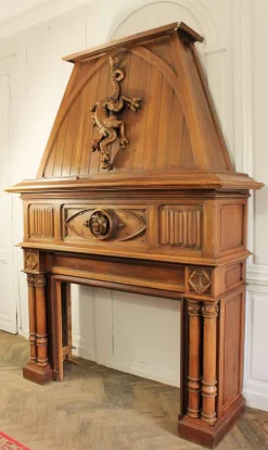 Pamono Late 19th Century Gothic Revival Fireplace><noscript><img width=