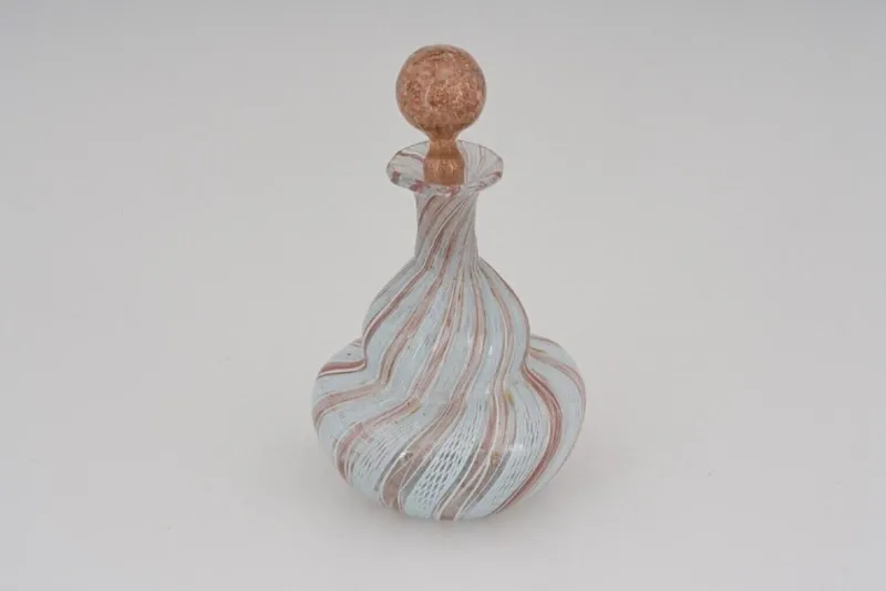 Outlet Pamono Latticino Murano Glass Perfume Bottle, Venice, Italy