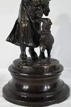 Pamono Laurini after L & F. Moreau, Le Berger et la Bergère, Early 1900s, Bronzes, Set of 2><noscript><img width=