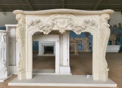 Pamono Lavish French Rococo Style Carved Fireplace Mantle with Floral Garland> Fireplaces And Mantels