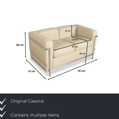 Hot Pamono LC 2 2-Seater Sofa and Lounge Chairs in Cream Leather by Le Corbusier for Cassina, Set of 3