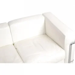 Pamono LC2 2-Seater Sofa in White Leather by Le Corbusier><noscript><img width=