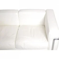 Pamono LC2 2-Seater Sofa in White Leather by Le Corbusier><noscript><img width=