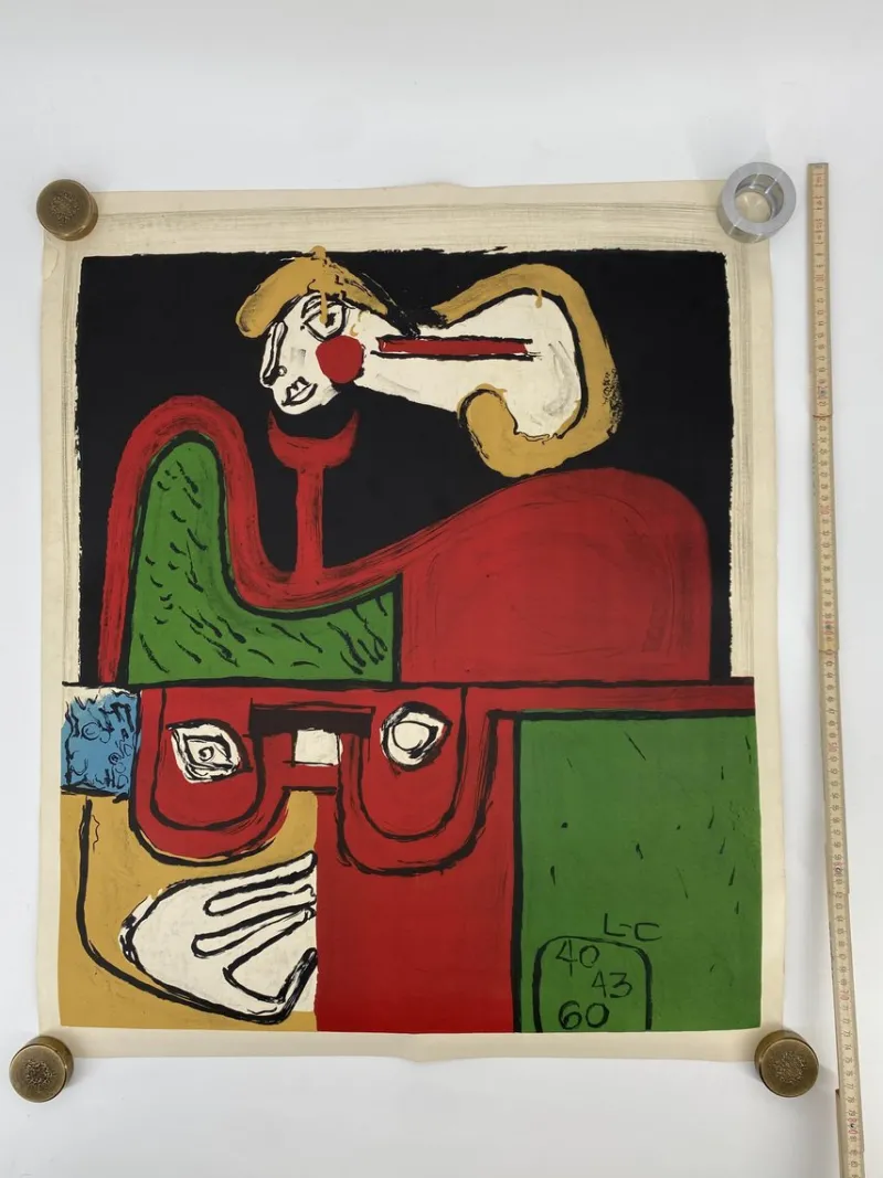 Sale Pamono Le Corbusier, Abstract Portrait L-C 40 43 60, Color Lithograph, 1960s
