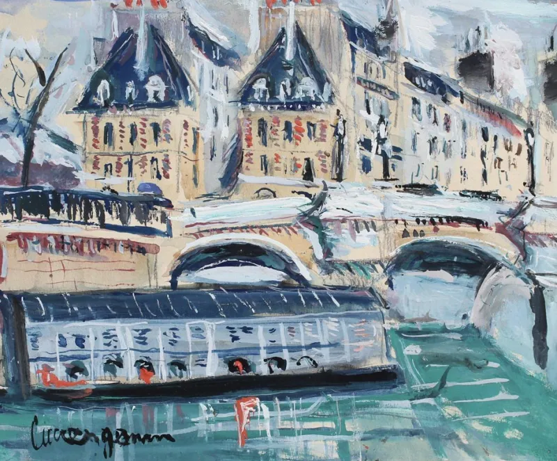Pamono Le Pont Neuf Paris by Lucien Genin, 1930s> Art Deco