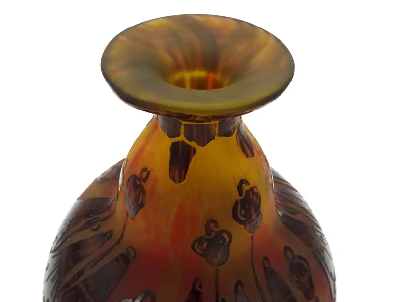 Pamono Le Verre Francais Vase in Glass by Charles Schneider, 1920s> Vases