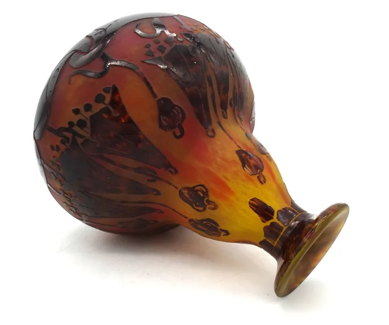 Pamono Le Verre Francais Vase in Glass by Charles Schneider, 1920s> Vases