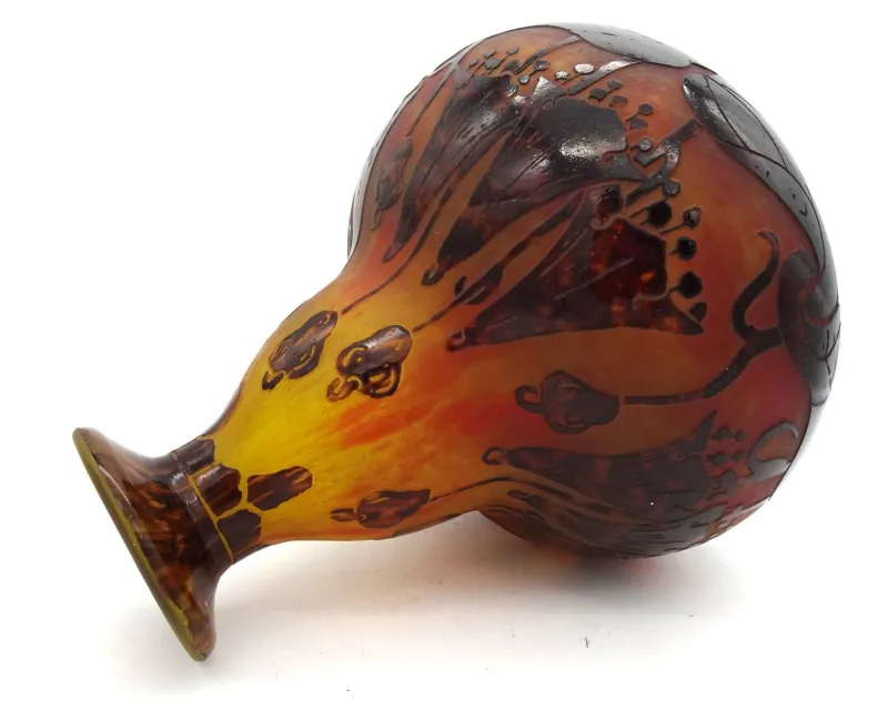 Pamono Le Verre Francais Vase in Glass by Charles Schneider, 1920s> Vases