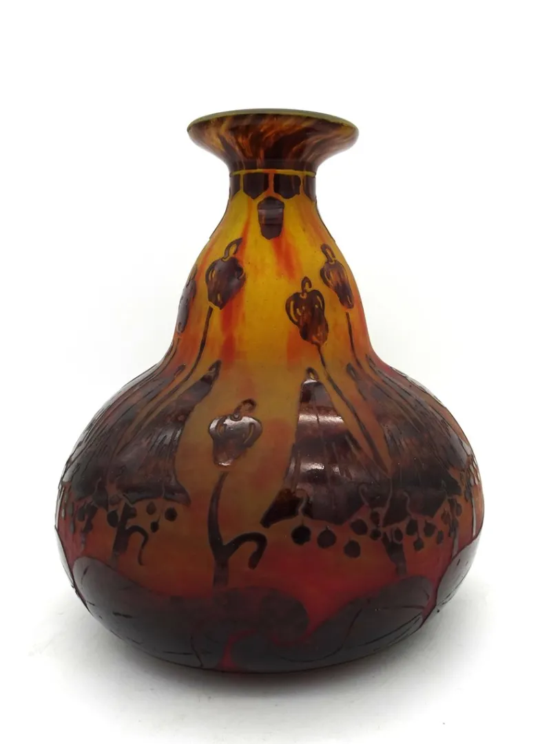 Pamono Le Verre Francais Vase in Glass by Charles Schneider, 1920s> Vases