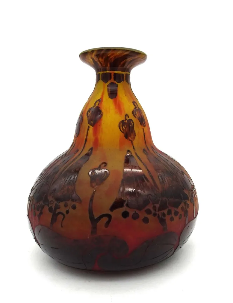 Pamono Le Verre Francais Vase in Glass by Charles Schneider, 1920s> Vases