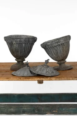 Hot Pamono Lead Garden Urns, 1920s, Set of 2